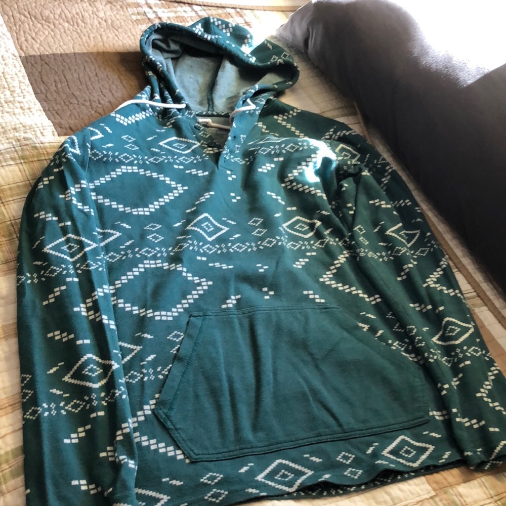 Green/White Aztec Print Hoodie